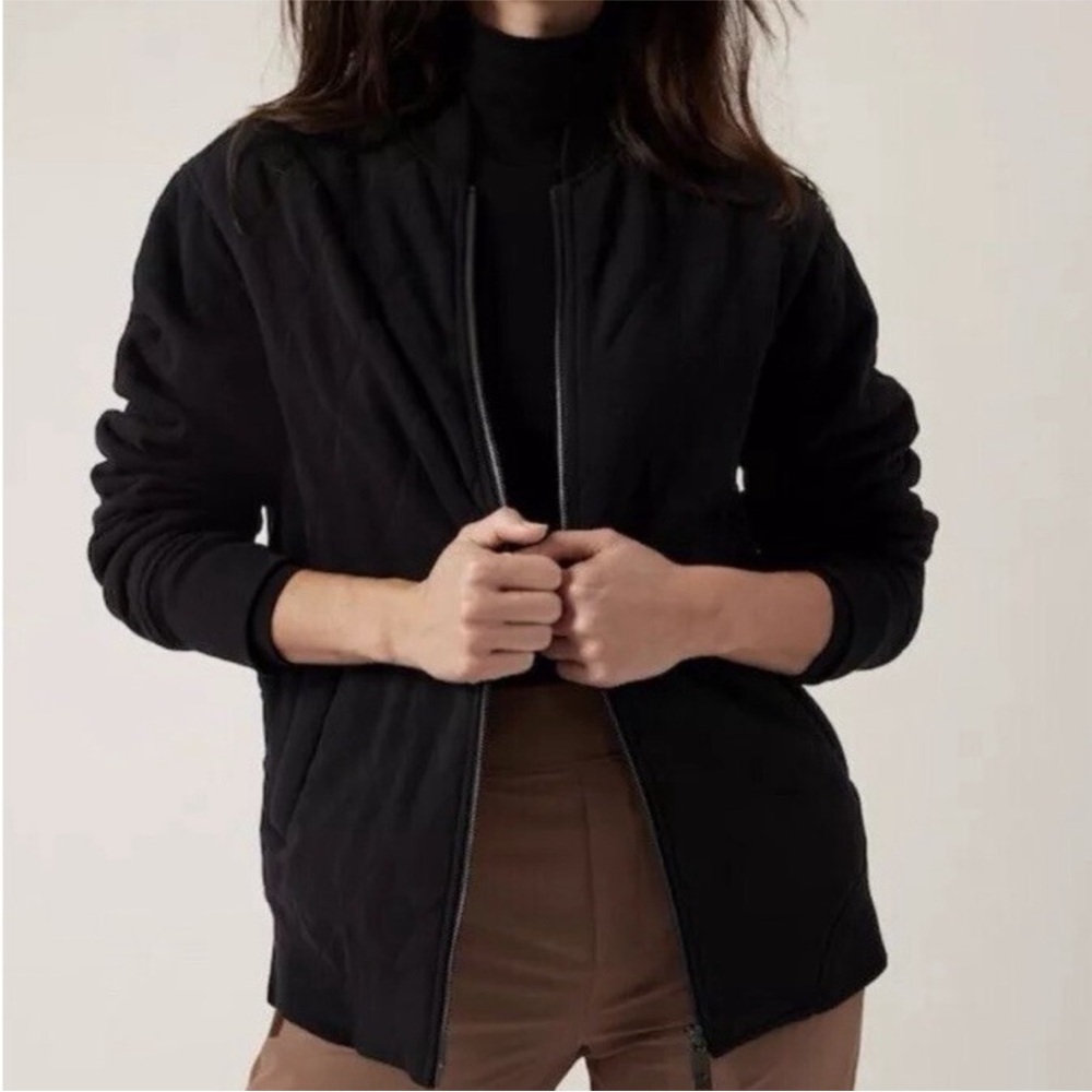 Athleta Retroplush Women's Black Bomber Jacket